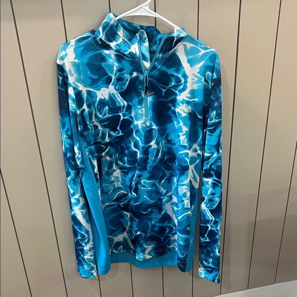 HABIT Aqua and White Rash Guard